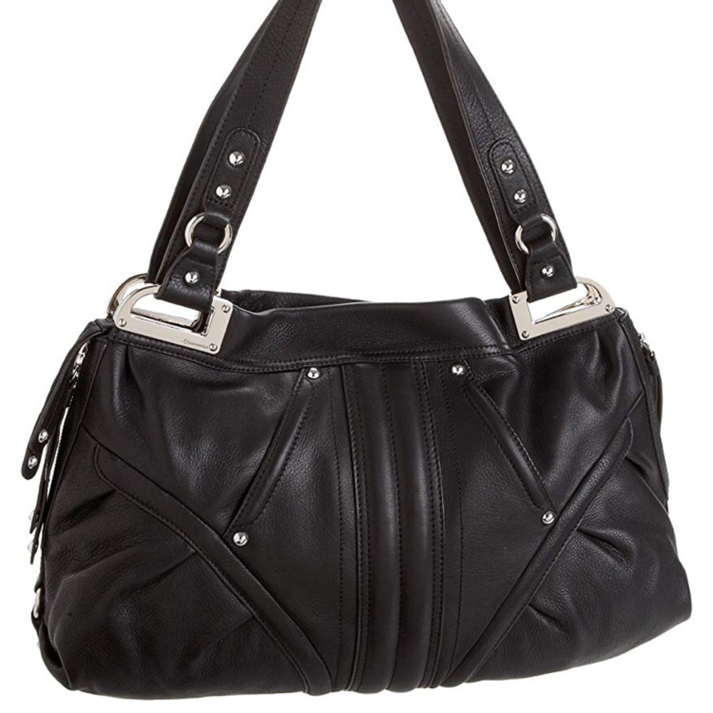 B. Makowsky Black Leather Shoulder Bag